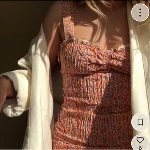 ZARA Ditzy Floral Smocked Mini Dress Cotton Ruffle Hem Flirty Feminine Sz Small